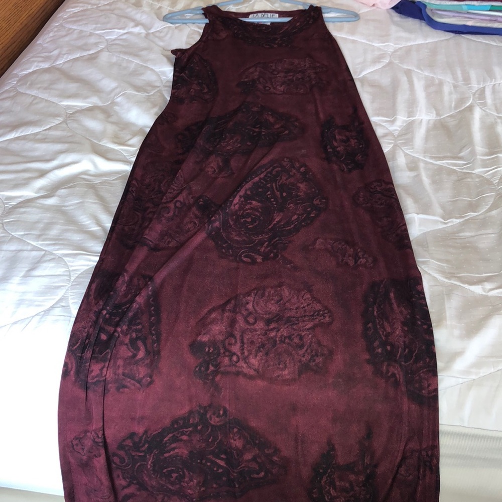 Wine colored long dress/slit on side